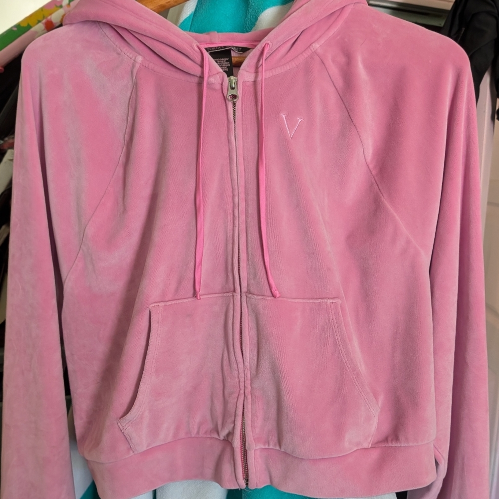 Victoria's Secret Pink Velour Zip Hoodie Jacket